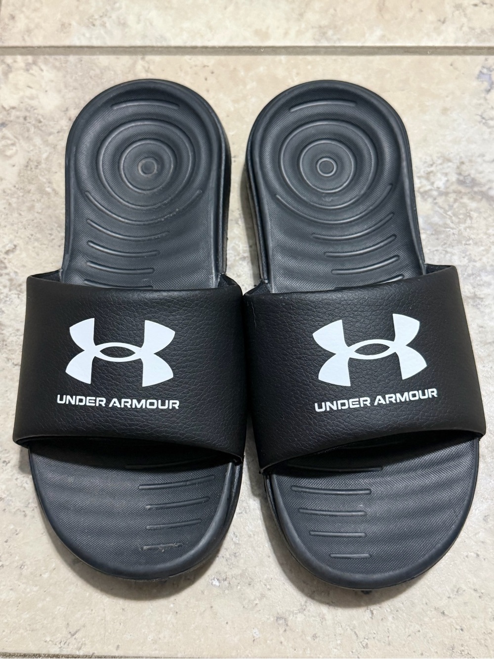 Under Armour Kids Black Slides Sandals Size 3Y